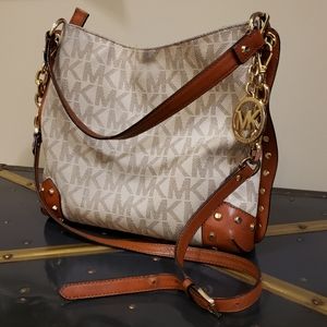 Michael Kors Signature White Studded Handbag GUC